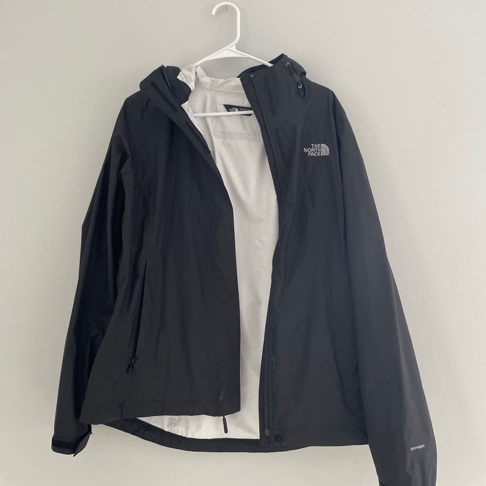 Black north face raincoat